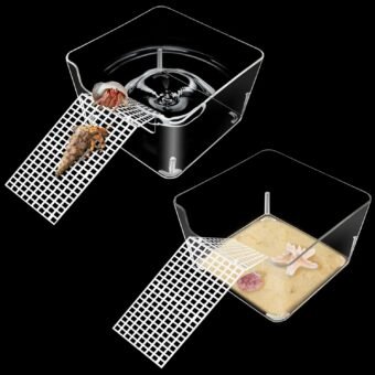 2 Pack Hermit Crab Water Tank, Cage Accessories With Climbing Ramp, Aquarium Salt Water Pool for Small or Medium Habitat Home Transparent