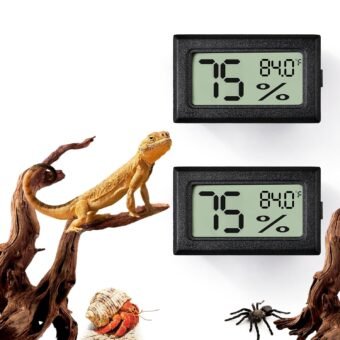 2 PCS Rectangle Reptile Thermometer and Humidity Gauge for Bearded Dragon Accessories, Reptile Tank Accessories for Jumping Spider, Leopard Gecko, Hermit Crab, Gecko, Ball...