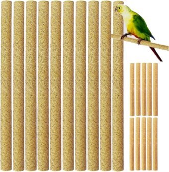 20Pcs Sand Perch Covers for Birds - 7.5" Natural Wood Stand Platform With Paw Grinding Stick - Cage Accessories for Parakeets, Lovebirds, Parrotlets, Canaries