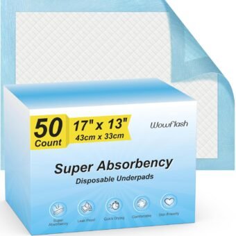 50 Count Super Absorbency Disposable Underpads, Leakproof Quick Drying Disposable Pads for Baby, Puppy and Adults, Disposable Changing Pads for Baby, Disposable Diaper Changing...