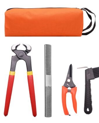 8 inch Farrier Hoof Tool Kit（5 Piece） Mini Rasp Hoof File Goat Pig Equine Metal Shears Farriers Hoof Nipper Cutter Handle Knife Stable Supplies