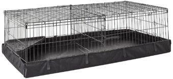 Amazon Basics Leakproof Canvas Bottom Guinea Pig Pet Cage with Divider Set, Black, 47.6"L x 24.2"W x 14.0"H