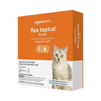 Amazon Basics Topical Flea Treatment for Medium Cats (5-9 Pounds), 4 Count (Previously Solimo)