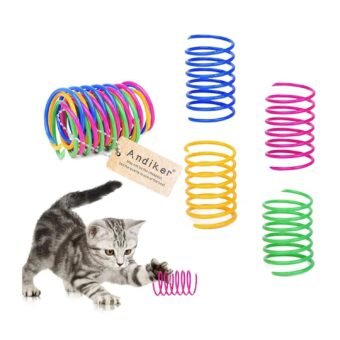 Andiker Cat Spiral Spring, 12 Pc Cat Creative Toy to Kill Time and Keep Fit Interactive Cat Toy Sturdy Heavy Plastic Spring Colorful Springs Cat Toy for Swatting, Biting,...