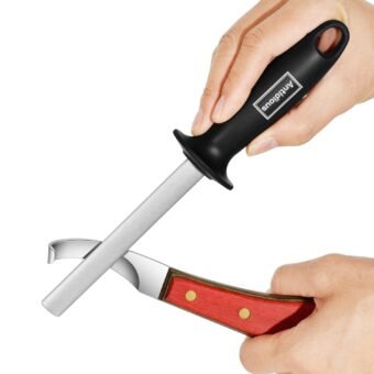 Antidious Hoof Knife Sharpener, 5 inch Farrier tool Honing Rod with Diamond Coated to Keep Hoof Knives and Cutting Instruments Sharp Black