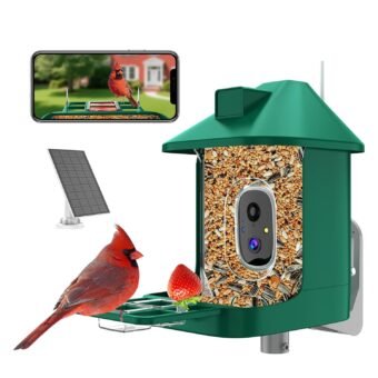 Bird Feeder with Camera,FHD Live View,Wifi Smart Bird House with Cam Solar Powered for Outdoor,Night Vision,AI Identify,Auto Record Video,Real-Time App Alerts,Birdwatching Gifts...