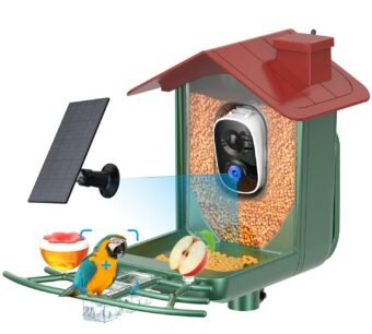 Bird Feeder with Camera Outdoor Solar: Smart Birdfeeder Cam for Outside Garden - 2K HD Live Video Camera AI Recognition Visible Window Auto Capture - Bird Lover Gifts