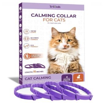 Calming Collar for Cats: Pheromone-Infused Behavior Support, Long-Lasting 30-Day Effect, Adjustable & Waterproof, 4-Pack (X Purple)