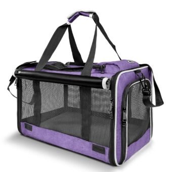 Carrying Bag for Yorkie Dog Travel Kennel Ventilated Softside Pet Carrier Tiny Dog Crate for Teacup Poodle 12lb Large Kitty Transport Cage with Cover Chihuahua Supply Purple