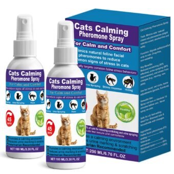 Cat Calming Pheromone Spray for Stress & Anxiety Relief – Reduces Scratching, Urine Spraying, Hiding – Drug-Free & Vet Recommended – with F3 Facial Pheromone & Valerian– 200ml /...