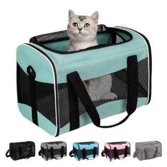 Cat Carrying Case Pet Dog Carrier Soft-Sided Cat Bag Airline Approved, Pet Travel Carrier Up to 15 Lbs, Collapsible Cats Carrier Dog Carrier for Medium Small Cats Dogs(17x11x11...
