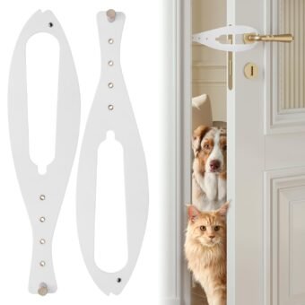 Cat Door Latch, 2 Pcs Cat Door Stopper Pet Door Latch to Keep Dog Out of Litter Box and Food, Door Prop for Cat with 5 Adjustable Size Strap 2.5-6" Wide, No Measuring, Easy to...