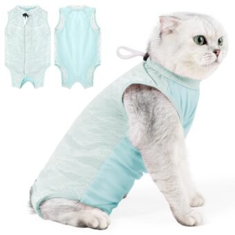 Cat Recovery Suit Cat Onesie for Cats After Surgery, Breathable Cat Surgery Recovery Suit Female for Abdominal Wounds, Kitten Recovery Suit E-Collar Alternative Cat Onesie After...