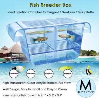 Cepetsma Fish Breeder Box - Hang-on Nursery Fish Tank With Breeding Hatchery, Perf for Aggressive & Injured Species