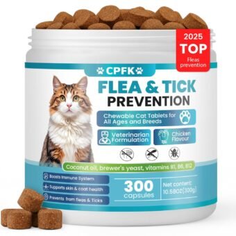 Chewable Flea Treatment for Cats Flea and Tick Prevention for Cats Chewable-Flea Chewables for Cat - for Cat of All Breeds and Ages 300 Chewable Tablets
