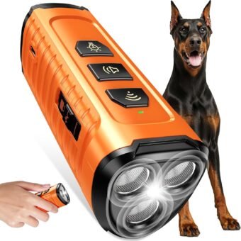 Dog Bark Deterrent Device, Anti Barking Device for Dogs 3X Ultrasonic to Stop Barking Neighbors Dog| 50ft Range, 5 Adjustable Modes, Flashlight & Beep | Safe & Effective for...