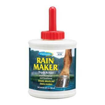 Farnam Rain Maker Triple Action Hoof Oil for Horses Moisturizer and Conditioner, Attracts, Absorbs and Retains Moisture, Contains Aloe, 32 Oz.
