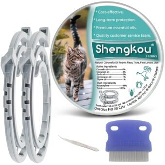 Flea and Tick Collar for Cats - Offers 12-Month Protection, Crafted with Premium Plant Oils, Waterproof, Natural, Safe for Kittens, Includes Free Comb and Tweezers, 13.8 in (2...