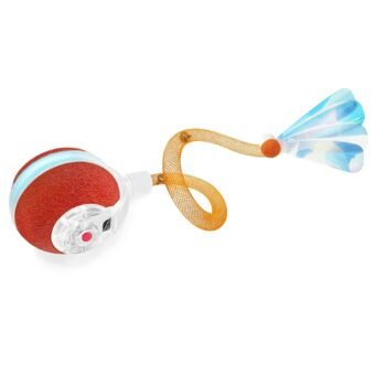 Interactive Cat Toys for Indoor Cats,The 3rd Generation Agile Moving Cat Ball with Elastic Mesh Tail,Automatic Kitten Toys for Bored Indoor Adult Cats,Motion Activated (Orange)