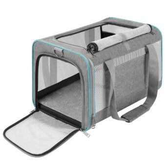 Pet Carrier for Large Cats 20 lbs+ / Soft Sided Small Dog Travel Carriers Top Load/Collapsible Carrier Bag for Big Cat / 2 Kittens Sturdy Transport Carriers Long Trips/Medium...