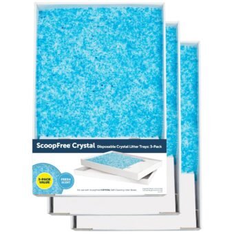 PetSafe ScoopFree Crystal Cat Litter & Refill Tray with Lid, Fresh Scent, 4.3 Lb Bag with Each Tray, Pack of 3