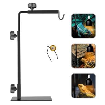 Reptile Lamp Stand, Adjustable 16-31 Inch Domes Heat Lamp Metal Bracket Floor Light Holder for Reptile Terrarium Lighting Heating Light and Dome lampshade, Large