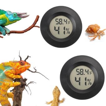 Reptile Thermometer and Humidity Gauge Digtal Terrarium Thermometer Circular Bearded Dragon Cage Accessories Reptile Temp and Humidity Gauge for Leopard Gecko Hermit Crab Gecko...