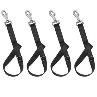 Rosemarie Horse Bucket Strap Hangers,Horse Suppliers Adjustable Nylon Straps up to 700 lbs for Hay Nets, Water Buckets,Hanging-Pratical and Easy Use(4 Pack) (Black)