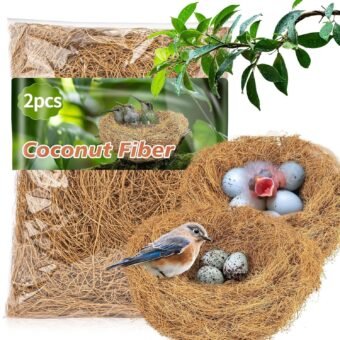 Sukh 2PCS Coconut Fiber for Bird Nest - Canary Nesting Material Coconut Bird Nest Finch Coconut Fiber Loose Bedding Substrate for Laying Eggs,Resting Materials for Birds,...