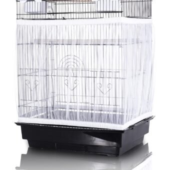 Tamu style Bird Cage Seed Catcher, Large, Stretchy Form Fitting Mesh Skirt Cover for Parrot Enclosures, Light and Breathable Fabric, Prevent Scatter and Mess, Reusable,...