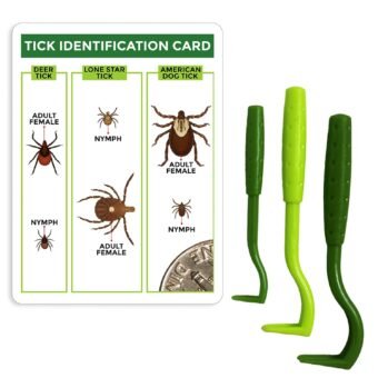 Tick Remover Value 3 Pack - Tick Remover Tools + Tick Identification Card - for Humans, Dogs & Cats (1 Set)