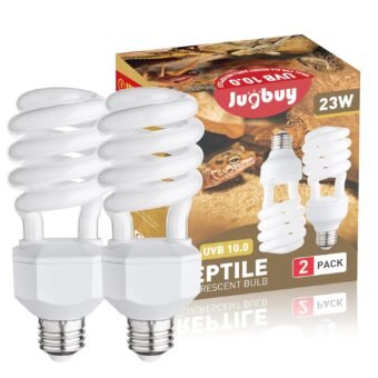 UVB Reptile Light Bulb 10.0, 23W UV Spiral Compact Florescent Terrarium Lamp Ideal for Desert Reptiles Bearded Dragons Lizard Tortoise Iguanas Chameleons Snake - 2 Pack