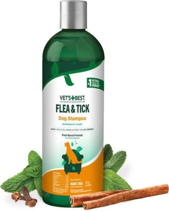 Vet’s Best Natural Flea and Tick Shampoo for Dogs – Plant-Based Formula with Certified Essential Oils – Advanced Strength Flea Treatment and Bath – Itch Relief and Tick Control...