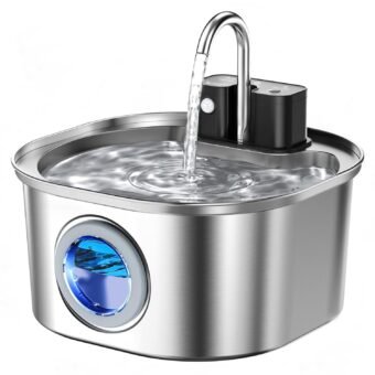 Voluas Stainless Steel Cat Water Fountain-Wireless Pet Water Fountain Battery Operated,108oz/3.2L, Automatic Water Dispenser for Dogs with Quiet Pump,Easy Clean BPA-Free for...